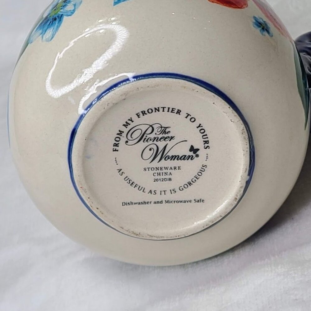 Pioneer Woman Spring Bouquet Floral Stoneware Mug Cup Cobalt Blue Handle 19oz - Picture 7 of 8
